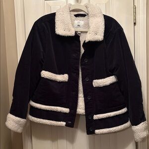 Elegant Black and Cream Teddy Jacket NWOT